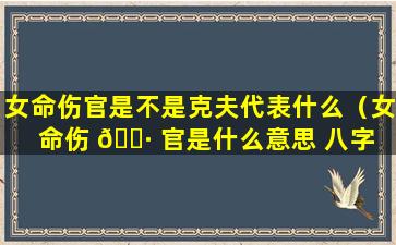 女命伤官是不是克夫代表什么（女命伤 🌷 官是什么意思 八字 🌾 预测学须知）